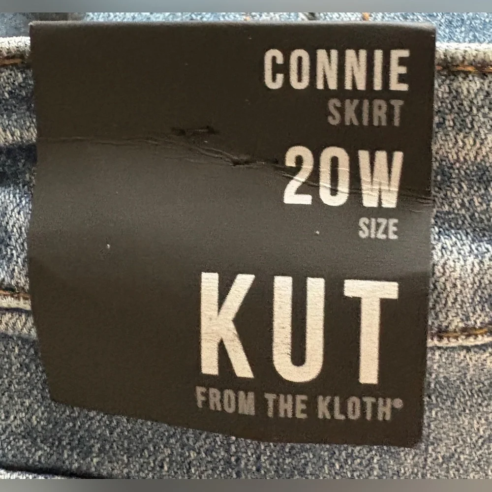 NEW w/Tags Kut from the Kloth Connie High Low Hem Distressed Denim Skirt 20W